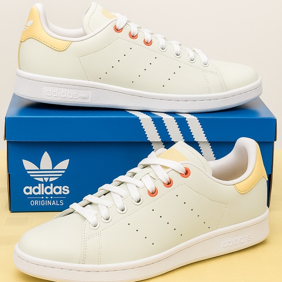 adidas Shoes - Adidas Stan Smith II W. Mint upper, green sole, gold insole, orange top eyelets.